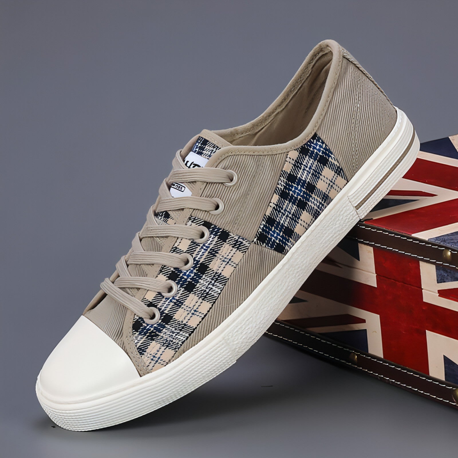 Main Men's Canvas Lightweight Height Increasing Stitching Casual Low Top image