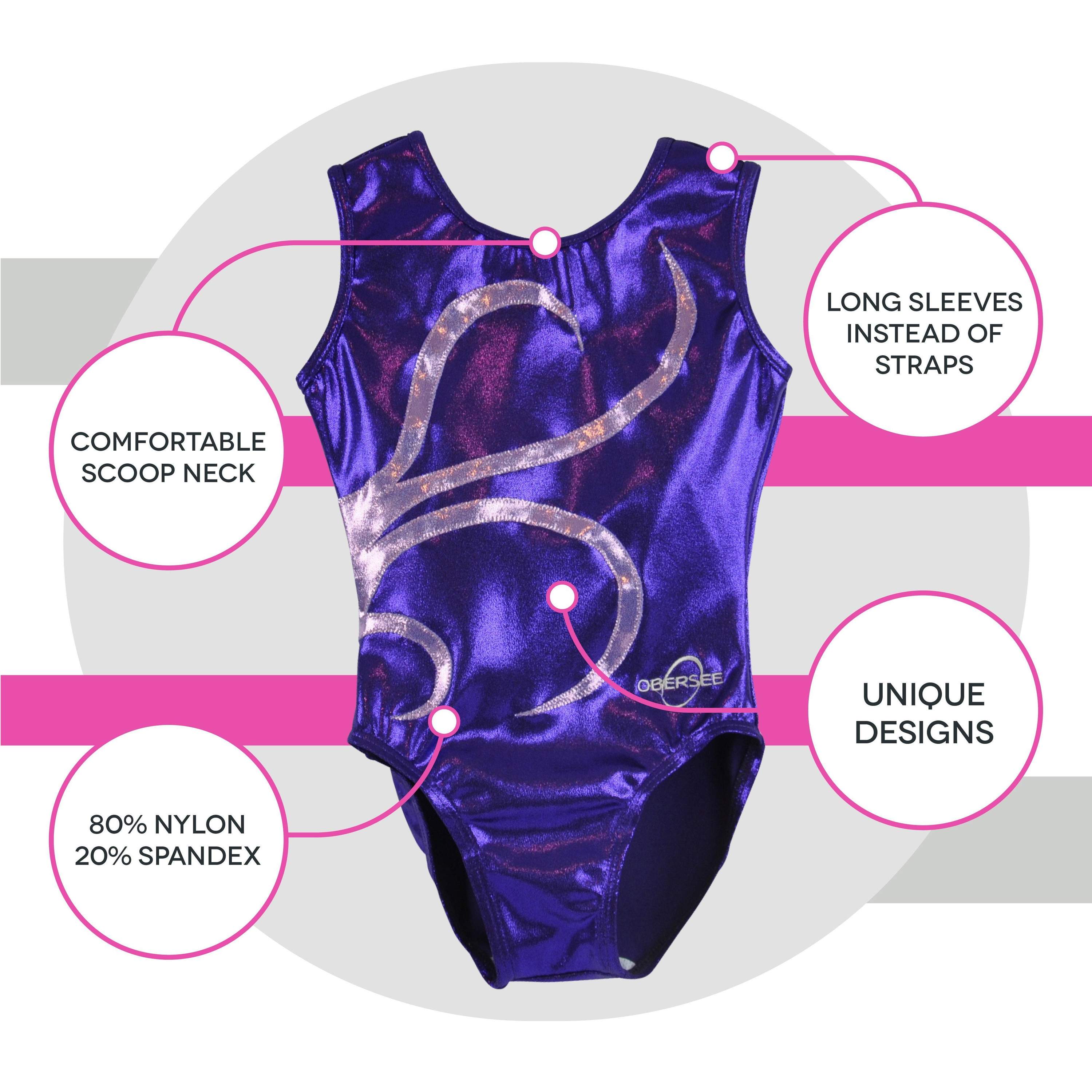 Main O3GL040 Obersee Girl's Girls Gymnastics Leotard - Purple Strands image