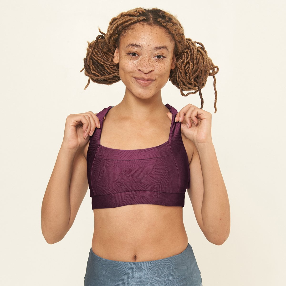 Main Square Neck Performance Bralette - Sangria Gerry Pattern image
